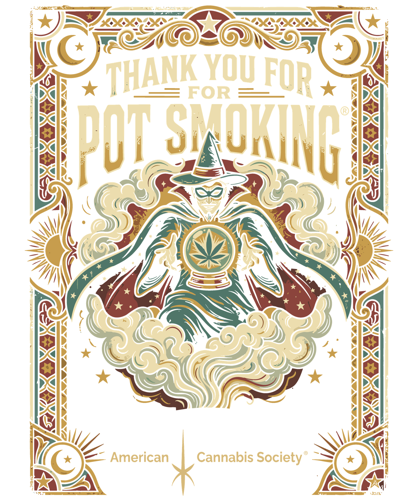 Thank You For Pot Smoking® national cannabis clothing brand wizard design by American Cannabis Society®
